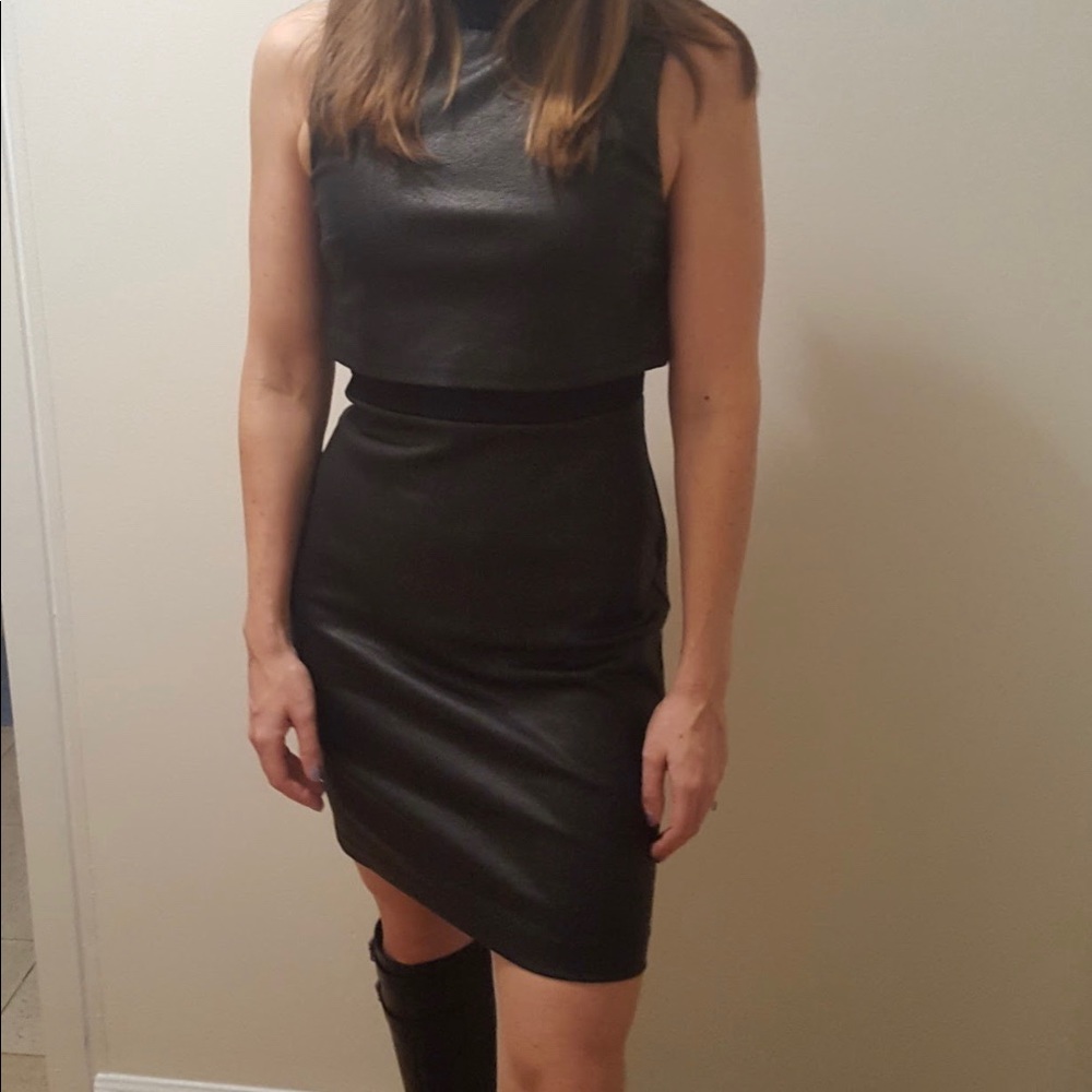 French Connection sexy faux leather black dress